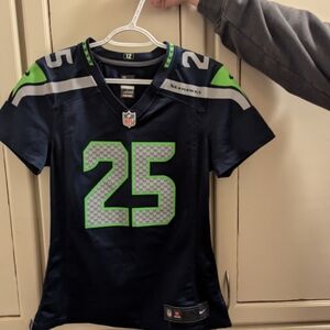 NFL Youth Seahawks #25 Navy and Green Jersey